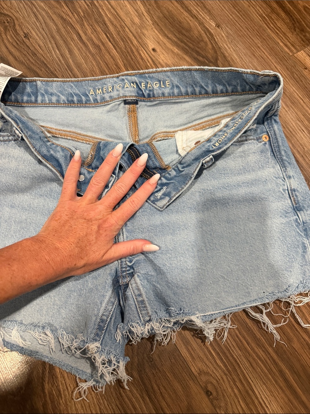 American Eagle Outfitters Light Blue Distressed Denim Cutoff Shorts